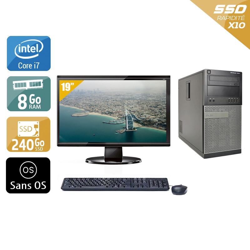 Dell Optiplex 790 Tower i7 + Écran - 19'' 8Go RAM 240Go SSD Sans OS  Très bon étatOccasion certifiée reconditionnée Bon état -  reconditionné disponible sur Kiatoo