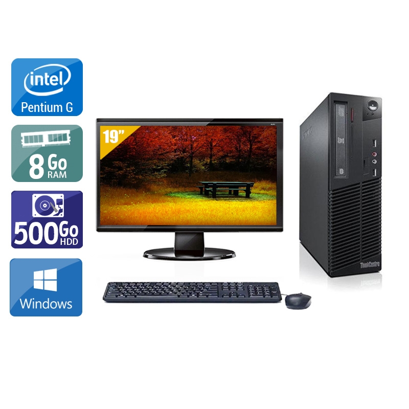 Lenovo ThinkCentre M71 SFF Pentium G Dual Core + Écran - 19'' 8Go RAM 500Go HDD Windows 10  Bon étatOccasion certifiée reconditionnée Bon état -  reconditionné disponible sur Kiatoo