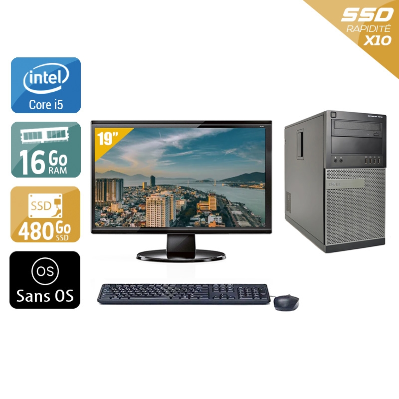 Dell Optiplex 990 Tower i5 + Écran - 19'' 16Go RAM 480Go SSD Sans OS  Bon étatOccasion certifiée reconditionnée Bon état -  reconditionné disponible sur Kiatoo