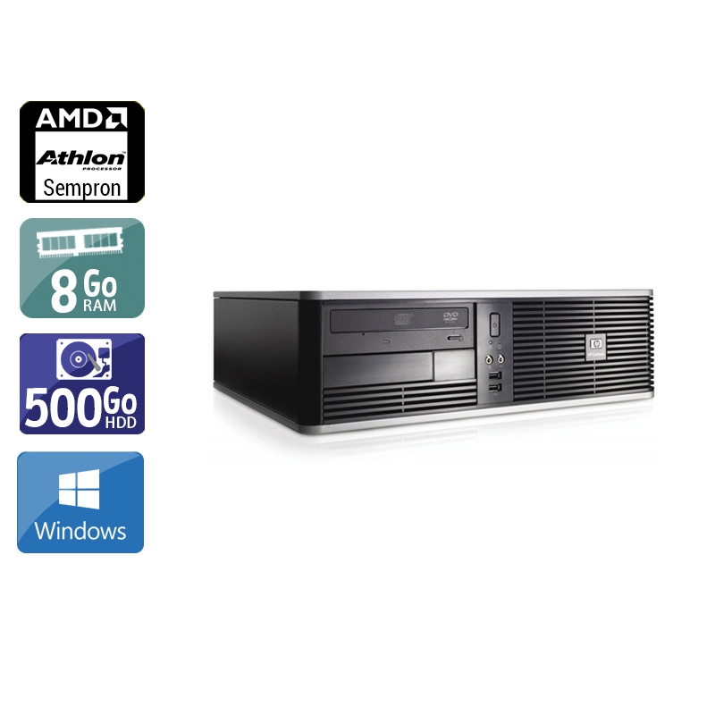 HP Compaq dc5750 SFF AMD Sempron - 8Go RAM 500Go HDD Windows 10  Très bon étatOccasion certifiée reconditionnée Bon état -  reconditionné disponible sur Kiatoo