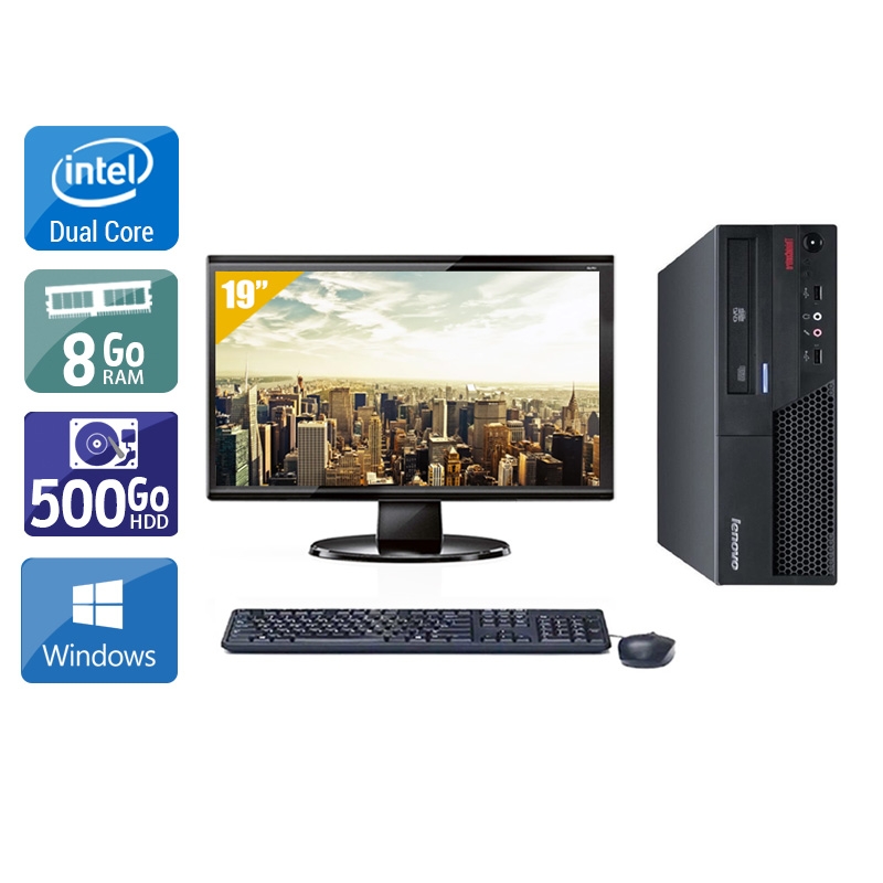 Lenovo ThinkCentre M58 SFF Dual Core + Écran - 19'' 8Go RAM 500Go HDD Windows 10  Bon étatOccasion certifiée reconditionnée Bon état -  reconditionné disponible sur Kiatoo