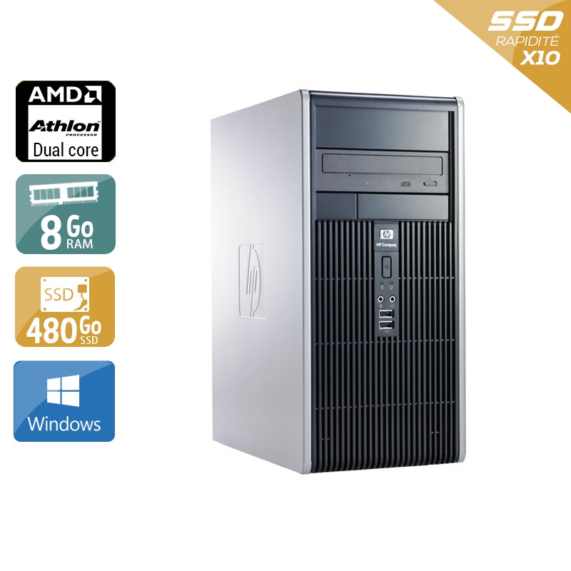 Acheter HP Compaq dc5850 Tower AMD Athlon Dual Core - 8Go RAM 480Go SSD Windows 10 Très bon étatOccasion certifiée reconditionnée Bon état - 274,17 € HP Compaq dc5850 Tower AMD Athlon Dual Core - 8Go RAM 480Go SSD Windows 10 Très bon étatOccasion certifiée reconditionnée Bon état - reconditionné disponible sur Kiatoo