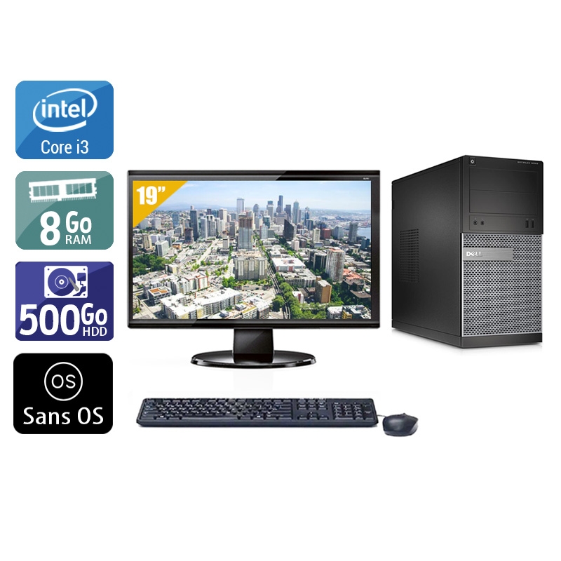 Dell Optiplex 390 Tower i3 + Écran - 19'' 8Go RAM 500Go HDD Sans OS  Bon étatOccasion certifiée reconditionnée Bon état -  reconditionné disponible sur Kiatoo