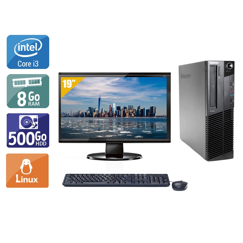 Lenovo ThinkCentre M91 USFF i3 + Écran - 19'' 8Go RAM 500Go HDD Linux  Bon étatOccasion certifiée reconditionnée Bon état -  reconditionné disponible sur Kiatoo