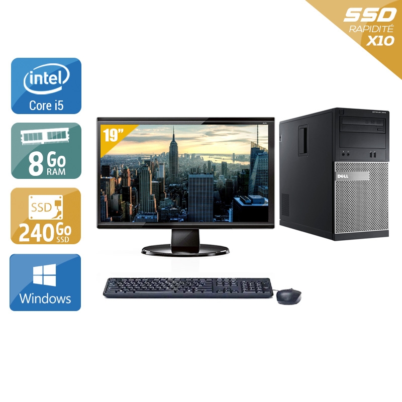 Dell Optiplex 3010 Tower i5 + Écran - 19'' 8Go RAM 240Go SSD Windows 10  Bon étatOccasion certifiée reconditionnée Bon état -  reconditionné disponible sur Kiatoo