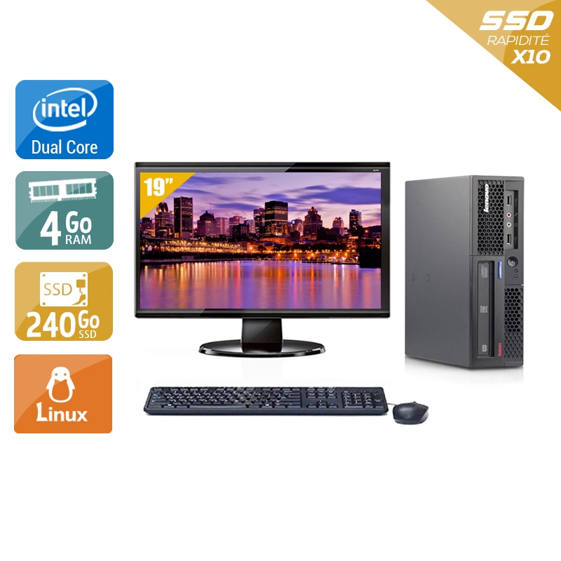 Lenovo ThinkCentre M58 USFF Dual Core + Écran - 19'' 4Go RAM 240Go SSD Linux  Bon étatOccasion certifiée reconditionnée Bon état -  reconditionné disponible sur Kiatoo