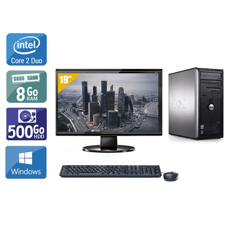 Dell Optiplex 760 Tower Core 2 Duo + Écran - 19'' 8Go RAM 500Go HDD Windows 10  Bon étatOccasion certifiée reconditionnée Bon état -  reconditionné disponible sur Kiatoo