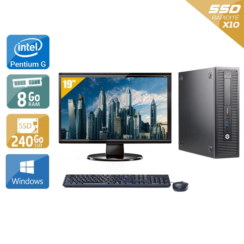 HP ProDesk 600 G2 SFF Pentium G Dual Core Gen 6 + Écran - 19'' 8Go RAM 240Go SSD Windows 10  Bon étatOccasion certifiée reconditionnée Bon état -  reconditionné disponible sur Kiatoo