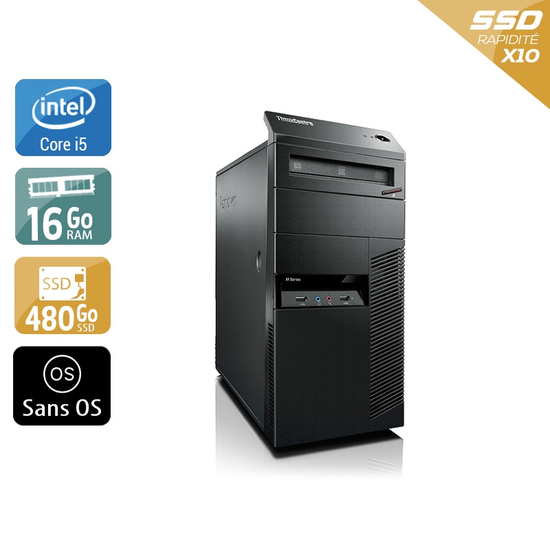 Lenovo ThinkCentre M90 Tower i5 - 16Go RAM 480Go SSD Sans OS  Très bon étatOccasion certifiée reconditionnée Bon état -  reconditionné disponible sur Kiatoo