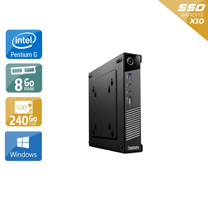 Acheter Lenovo ThinkCentre M73 Tiny Pentium G Dual Core - 8Go RAM 240Go SSD Windows 10 Très bon étatOccasion certifiée reconditionnée Bon état - 232,50 € Lenovo ThinkCentre M73 Tiny Pentium G Dual Core - 8Go RAM 240Go SSD Windows 10 Très bon étatOccasion certifiée reconditionnée Bon état - reconditionné disponible sur Kiatoo