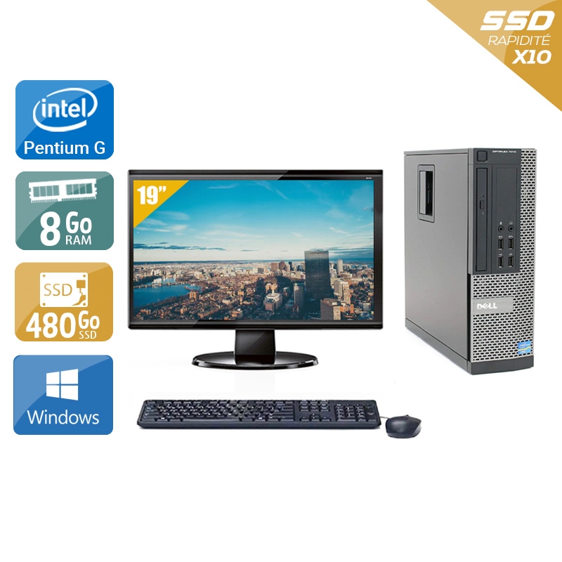 Dell Optiplex 790 SFF Pentium G Dual Core + Écran - 19'' 8Go RAM 480Go SSD Windows 10  Très bon étatOccasion certifiée reconditionnée Bon état -  reconditionné disponible sur Kiatoo
