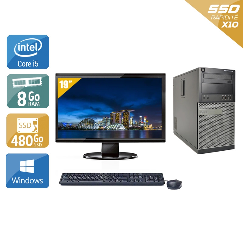 Dell Optiplex 9010 Tower i5 + Écran - 19'' 8Go RAM 480Go SSD Windows 10  Bon étatOccasion certifiée reconditionnée Bon état -  reconditionné disponible sur Kiatoo