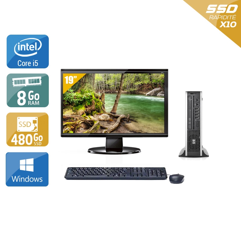 HP Compaq Elite 8300 USDT i5 + Écran - 19'' 8Go RAM 480Go SSD Windows 10  Très bon étatOccasion certifiée reconditionnée Bon état -  reconditionné disponible sur Kiatoo