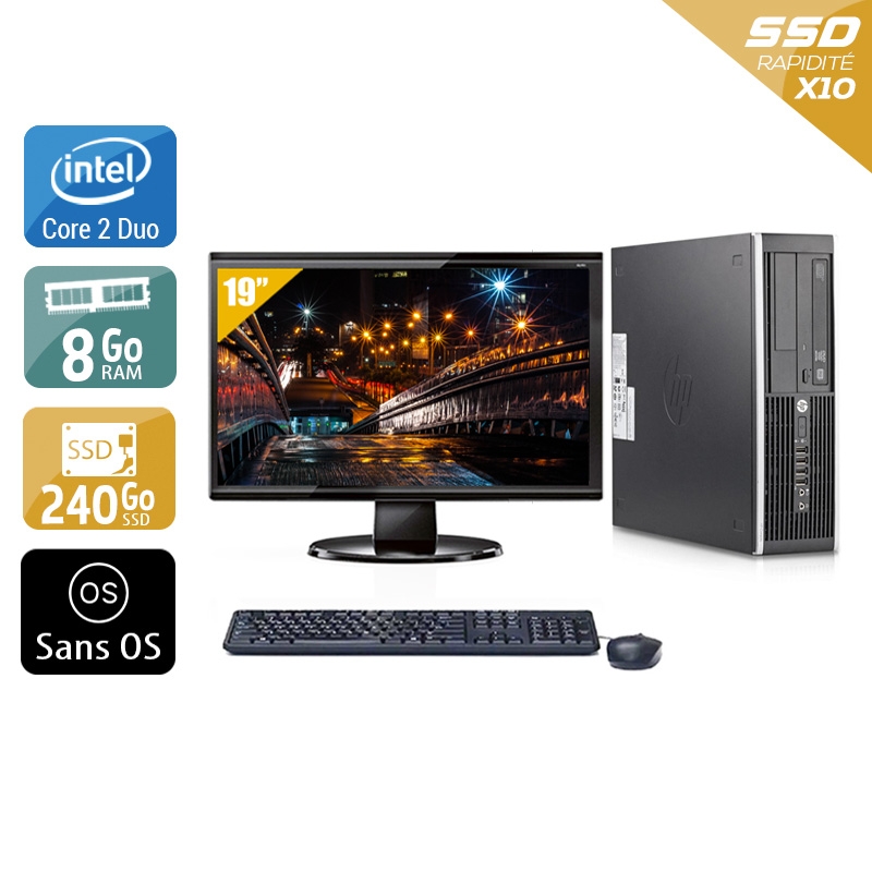 HP Compaq Elite 8200 SFF Core 2 Duo + Écran - 19'' 8Go RAM 240Go SSD Sans OS  Bon étatOccasion certifiée reconditionnée Bon état -  reconditionné disponible sur Kiatoo