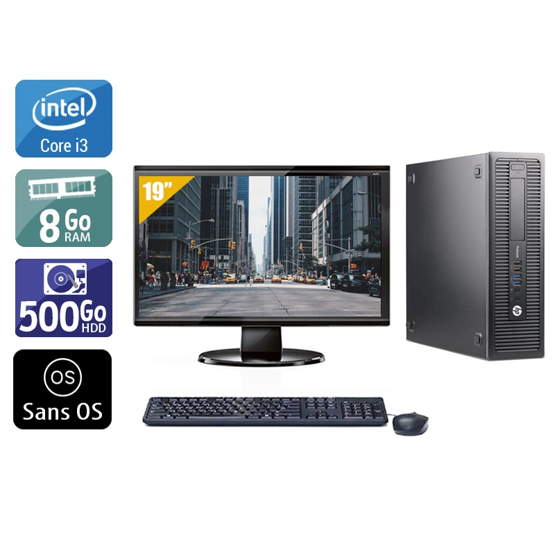 HP ProDesk 600 G1 SFF i3 + Écran - 19'' 8Go RAM 500Go HDD Sans OS  Très bon étatOccasion certifiée reconditionnée Bon état -  reconditionné disponible sur Kiatoo