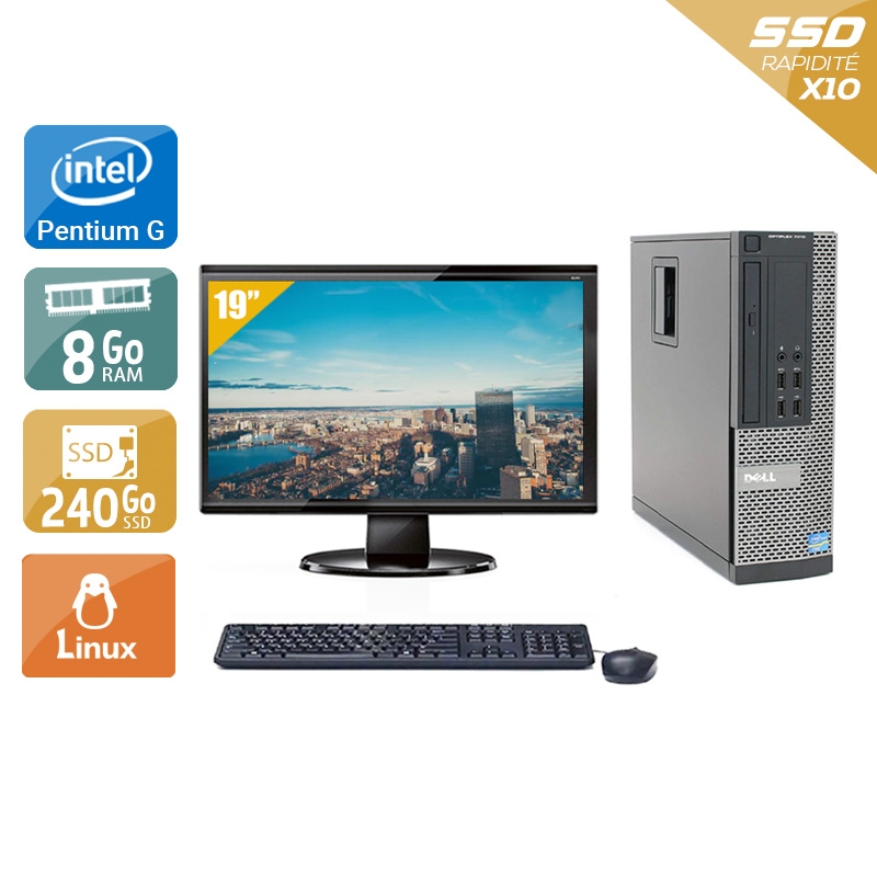 Dell Optiplex 790 SFF Pentium G Dual Core + Écran - 19'' 8Go RAM 240Go SSD Linux  Très bon étatOccasion certifiée reconditionnée Bon état -  reconditionné disponible sur Kiatoo