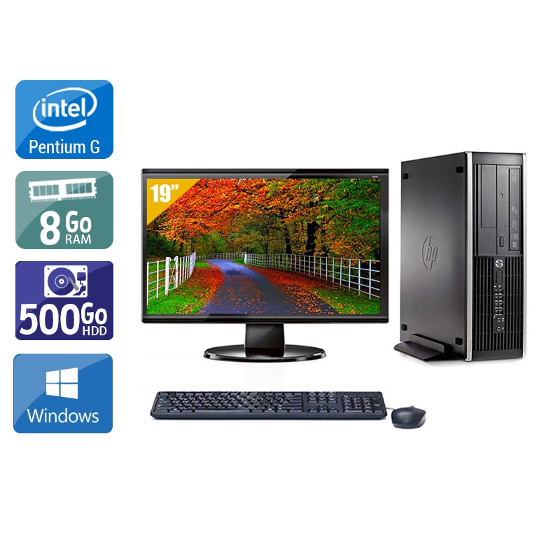 HP Compaq Pro 6300 SFF Pentium G Dual Core + Écran - 19'' 8Go RAM 500Go HDD Windows 10  Très bon étatOccasion certifiée reconditionnée Bon état -  reconditionné disponible sur Kiatoo