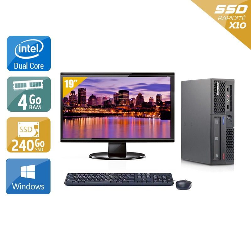 Lenovo ThinkCentre M58 USFF Dual Core + Écran - 19'' 4Go RAM 240Go SSD Windows 10  Bon étatOccasion certifiée reconditionnée Bon état -  reconditionné disponible sur Kiatoo