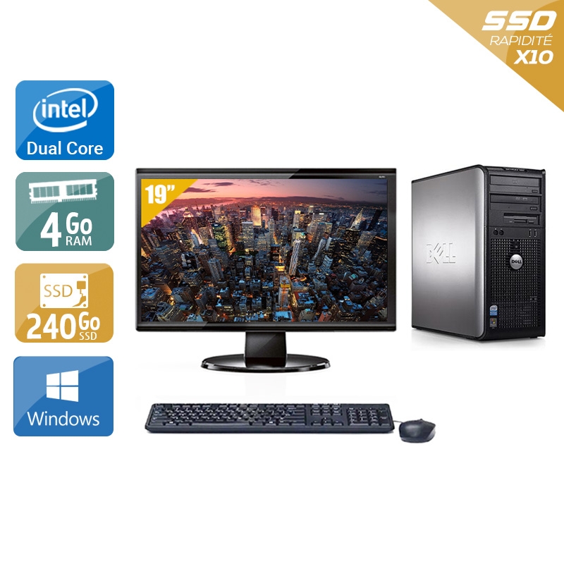 Dell Optiplex 360 Tower Dual Core + Écran - 19'' 4Go RAM 240Go SSD Windows 10  Bon étatOccasion certifiée reconditionnée Bon état -  reconditionné disponible sur Kiatoo