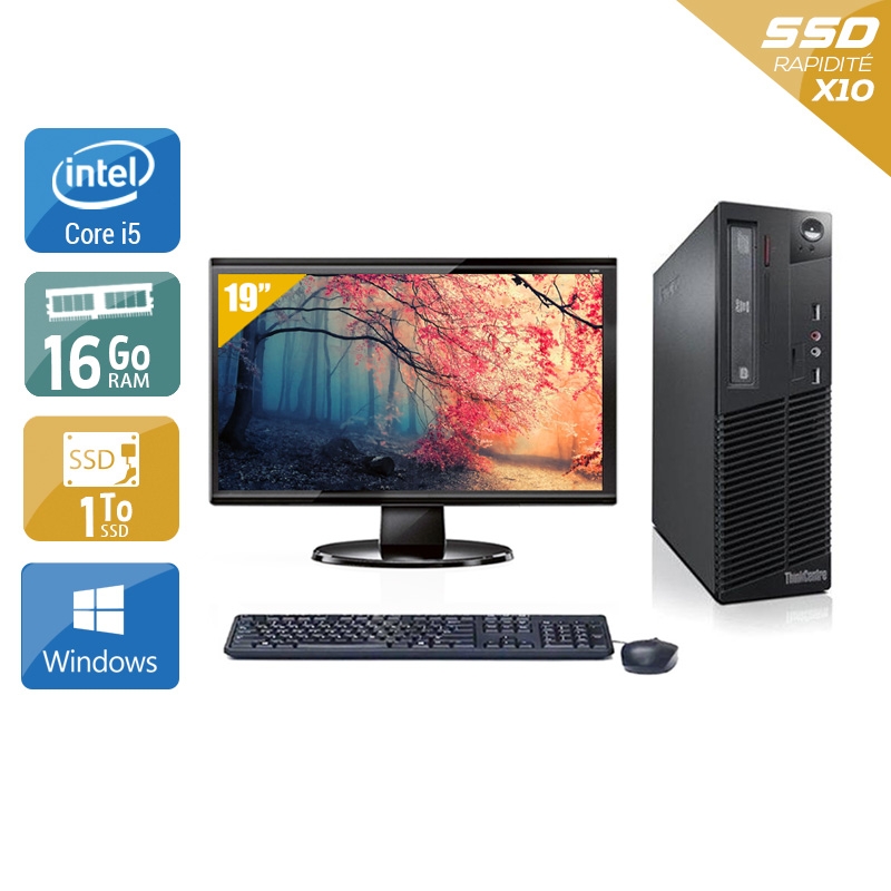 Lenovo ThinkCentre M81 SFF i5 + Écran - 19'' 16Go RAM 1To SSD Windows 10  Bon étatOccasion certifiée reconditionnée Bon état -  reconditionné disponible sur Kiatoo