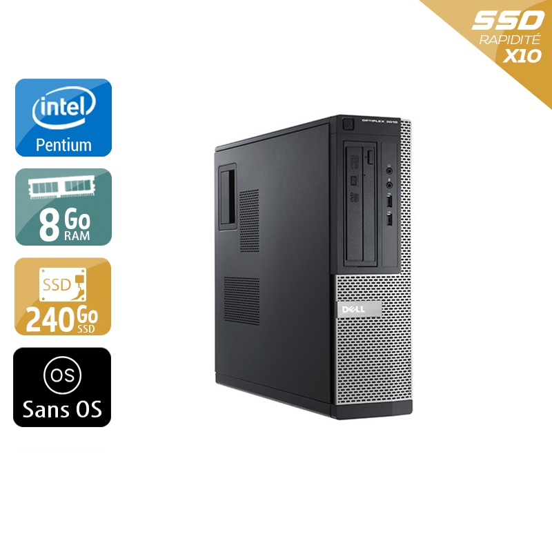 Dell Optiplex 3010 Desktop Pentium G Dual Core - 8Go RAM 240Go SSD Sans OS  Très bon étatOccasion certifiée reconditionnée Bon état -  reconditionné disponible sur Kiatoo