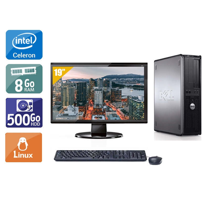 Dell Optiplex 780 Desktop Celeron Dual Core + Écran - 19'' 8Go RAM 500Go HDD Linux  Très bon étatOccasion certifiée reconditionnée Bon état -  reconditionné disponible sur Kiatoo