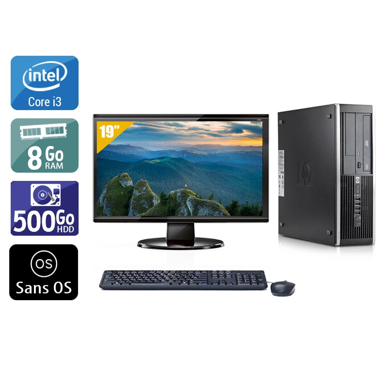 HP Compaq Elite 8100 SFF i3 + Écran - 19'' 8Go RAM 500Go HDD Sans OS  Bon étatOccasion certifiée reconditionnée Bon état -  reconditionné disponible sur Kiatoo