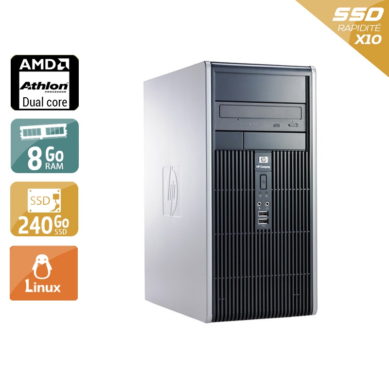 HP Compaq dc5850 Tower AMD Athlon Dual Core - 8Go RAM 240Go SSD Linux  Bon étatOccasion certifiée reconditionnée Bon état -  reconditionné disponible sur Kiatoo