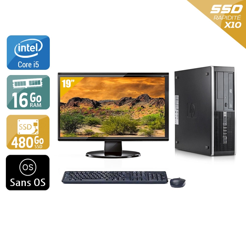 HP Compaq Elite 8300 SFF i5 + Écran - 19'' 16Go RAM 480Go SSD Sans OS  Très bon étatOccasion certifiée reconditionnée Bon état -  reconditionné disponible sur Kiatoo