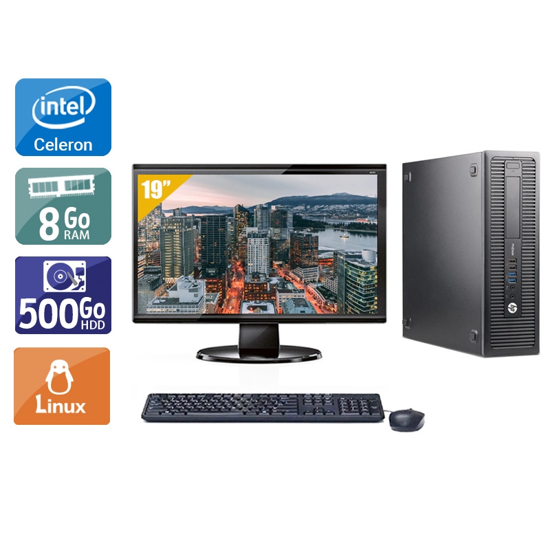 HP ProDesk 600 G1 SFF Celeron Dual Core + Écran - 19'' 8Go RAM 500Go HDD Linux  Bon étatOccasion certifiée reconditionnée Bon état -  reconditionné disponible sur Kiatoo