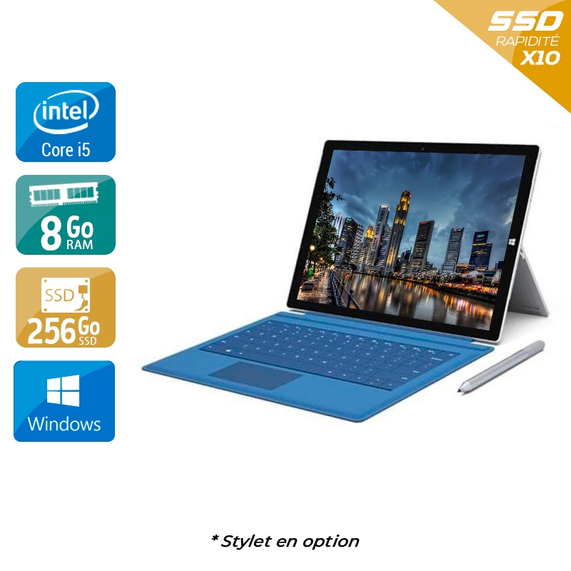 Microsoft Surface Pro 3 12'' i5 8Go RAM 256Go SSD Windows 10 avec Clavier  État correctOccasion certifiée reconditionnée Bon état -  reconditionné disponible sur Kiatoo