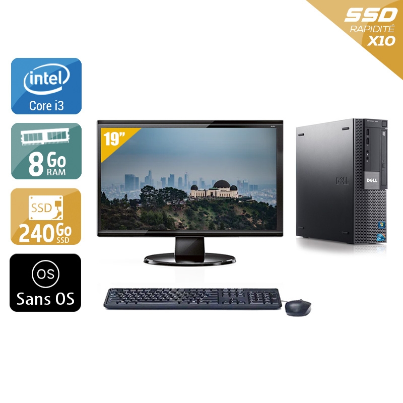 Dell Optiplex 980 SFF i3 + Écran - 19'' 8Go RAM 240Go SSD Sans OS  Bon étatOccasion certifiée reconditionnée Bon état -  reconditionné disponible sur Kiatoo