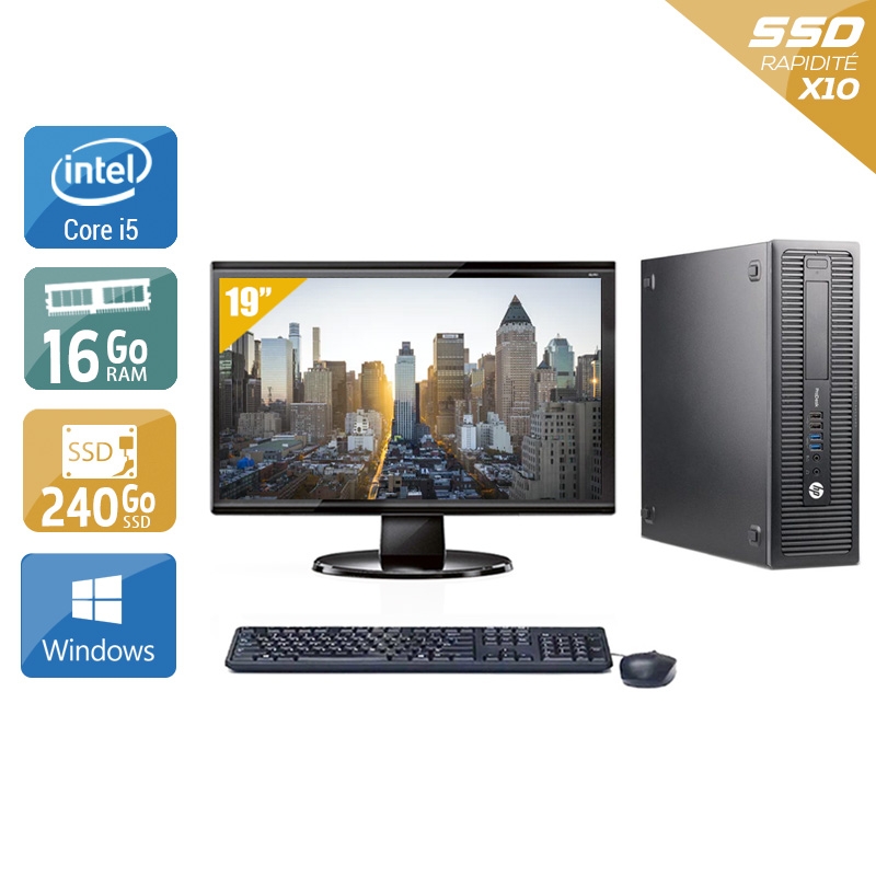 HP ProDesk 600 G1 SFF i5 + Écran - 19'' 16Go RAM 240Go SSD Windows 10  Bon étatOccasion certifiée reconditionnée Bon état -  reconditionné disponible sur Kiatoo