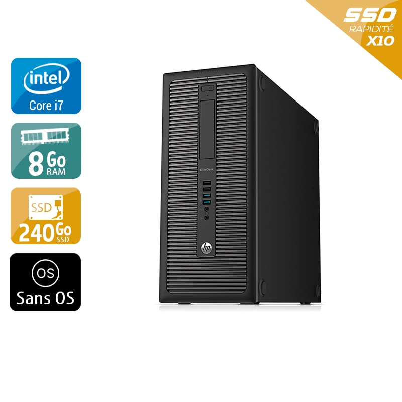 HP EliteDesk 800 G1 Tower i7 - 8Go RAM 240Go SSD Sans OS  État correctOccasion certifiée reconditionnée Bon état -  reconditionné disponible sur Kiatoo