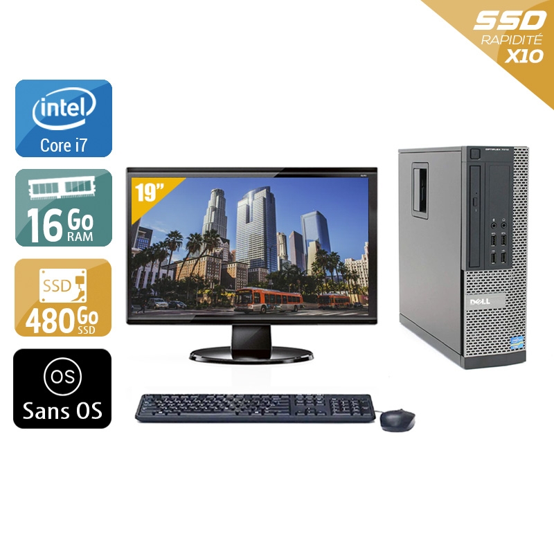 Dell Optiplex 790 SFF i7 + Écran - 19'' 16Go RAM 480Go SSD Sans OS  Très bon étatOccasion certifiée reconditionnée Bon état -  reconditionné disponible sur Kiatoo