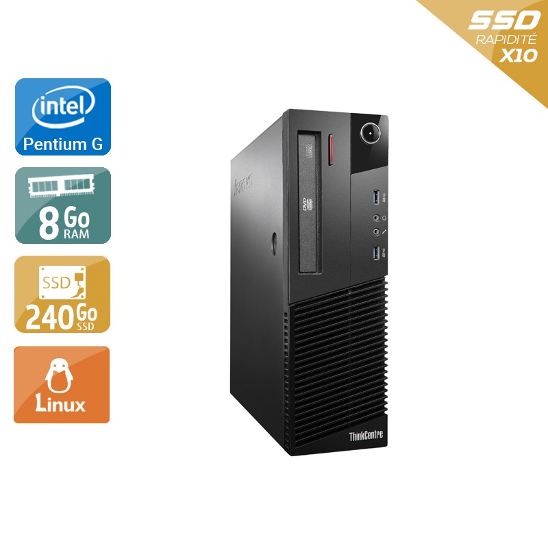 Lenovo ThinkCentre M93 SFF Pentium G Dual Core - 8Go RAM 240Go SSD Linux  Très bon étatOccasion certifiée reconditionnée Bon état -  reconditionné disponible sur Kiatoo