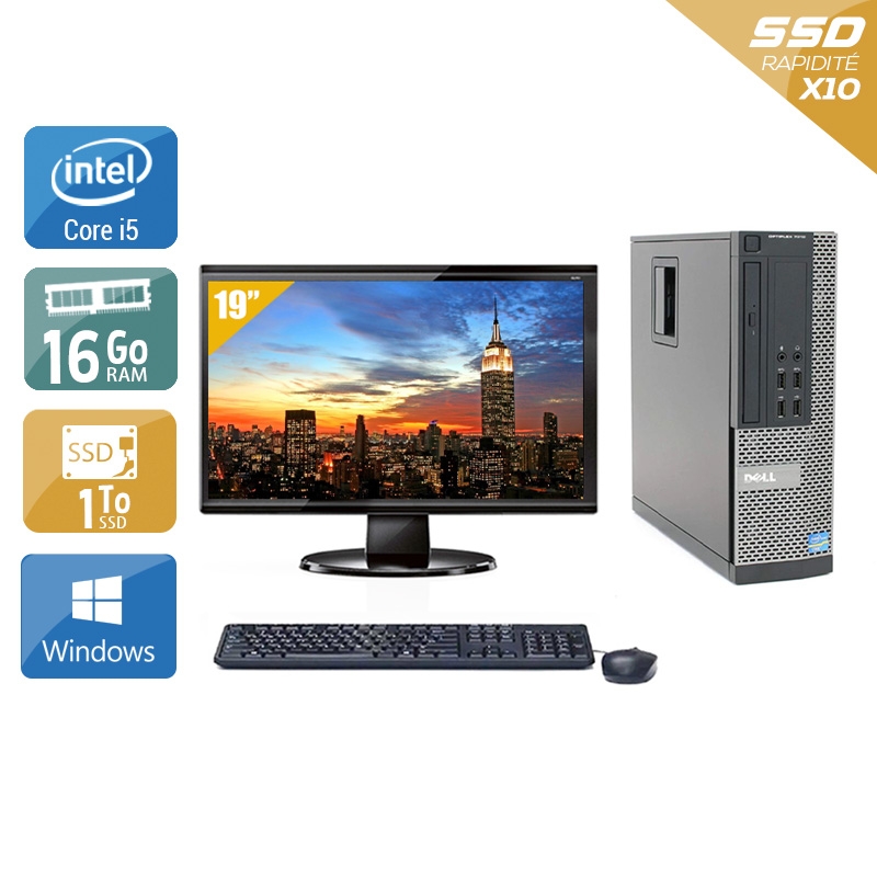 Dell Optiplex 790 SFF i5 + Écran - 19'' 16Go RAM 1To SSD Windows 10  État correctOccasion certifiée reconditionnée Bon état -  reconditionné disponible sur Kiatoo