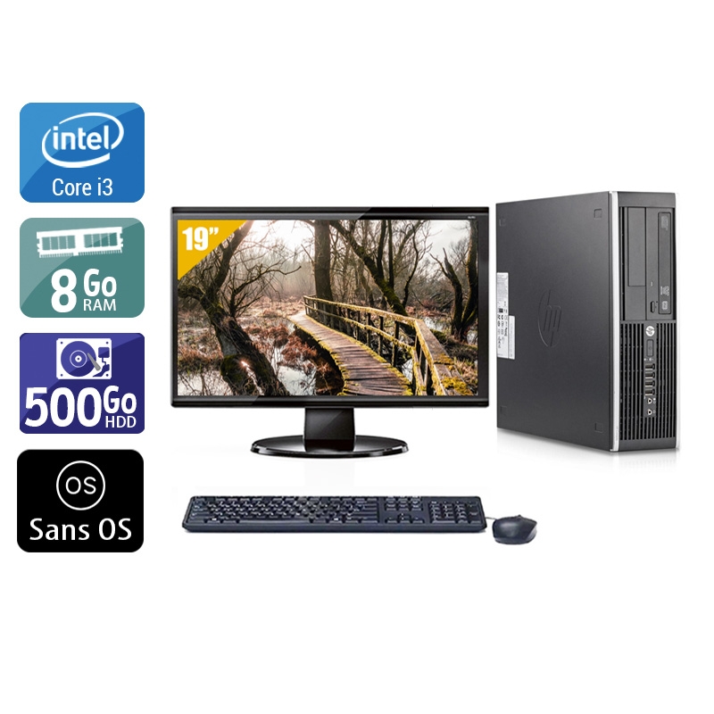 HP Compaq Elite 8200 SFF i3 + Écran - 19'' 8Go RAM 500Go HDD Sans OS  Bon étatOccasion certifiée reconditionnée Bon état -  reconditionné disponible sur Kiatoo