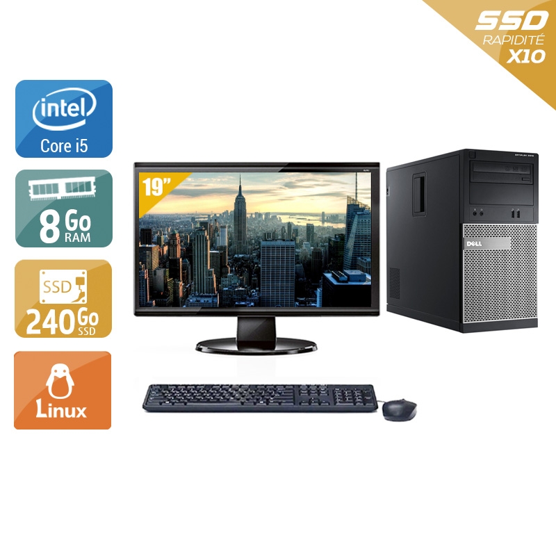 Dell Optiplex 3010 Tower i5 + Écran - 19'' 8Go RAM 240Go SSD Linux  Bon étatOccasion certifiée reconditionnée Bon état -  reconditionné disponible sur Kiatoo