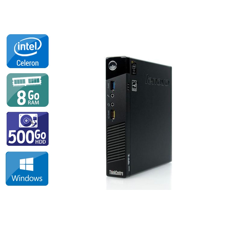 Lenovo ThinkCentre M73 Tiny Celeron Dual Core - 8Go RAM 500Go HDD Windows 10  Très bon étatOccasion certifiée reconditionnée Bon état -  reconditionné disponible sur Kiatoo
