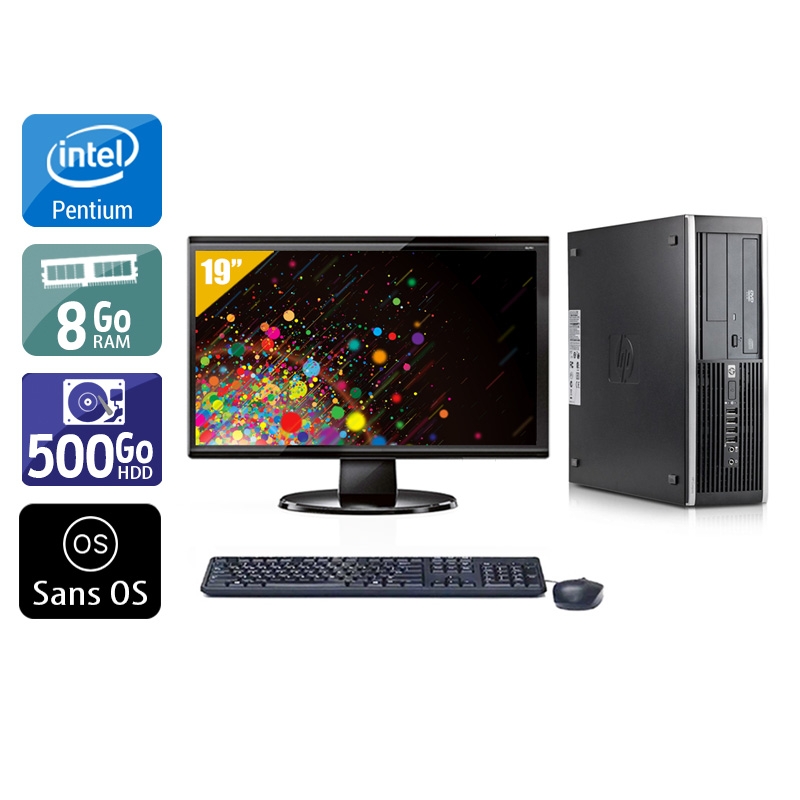 HP Compaq Elite 8300 SFF Pentium G Dual Core + Écran - 19'' 8Go RAM 500Go HDD Sans OS  État correctOccasion certifiée reconditionnée Bon état -  reconditionné disponible sur Kiatoo
