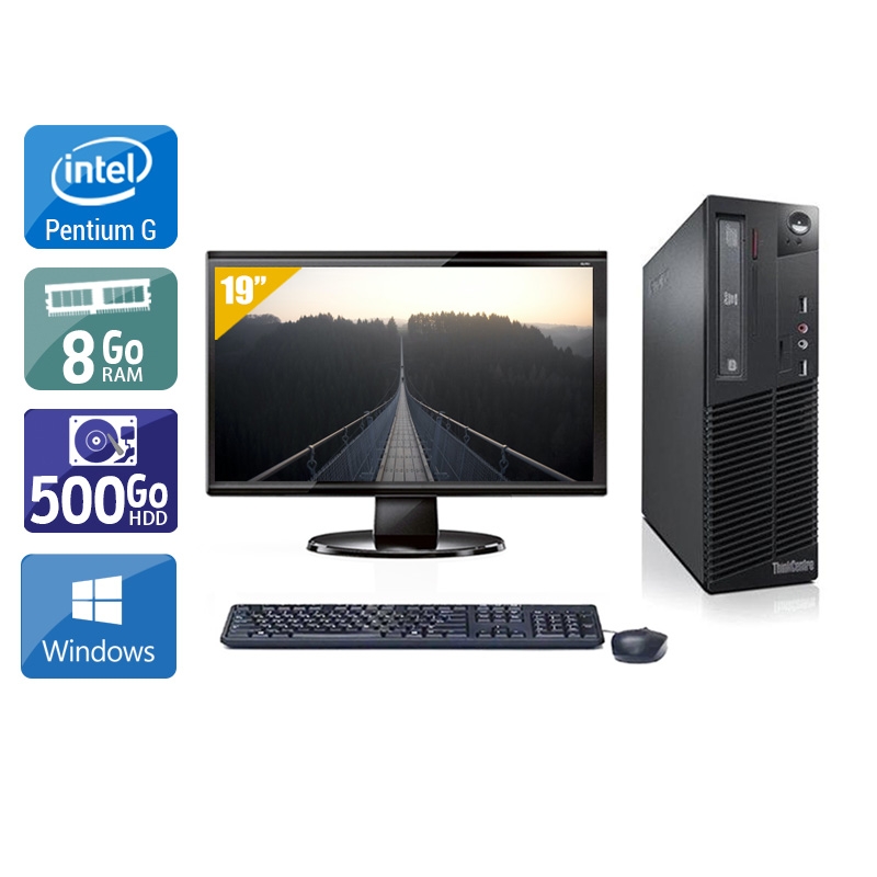 Lenovo ThinkCentre M72E SFF Pentium G Dual Core + Écran - 19'' 8Go RAM 500Go HDD Windows 10  Bon étatOccasion certifiée reconditionnée Bon état -  reconditionné disponible sur Kiatoo