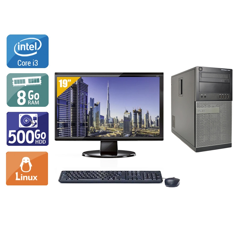 Dell Optiplex 790 Tower i3 + Écran - 19'' 8Go RAM 500Go HDD Linux  Très bon étatOccasion certifiée reconditionnée Bon état -  reconditionné disponible sur Kiatoo
