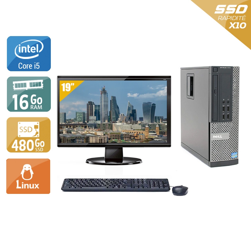 Dell Optiplex 9010 SFF i5 + Écran - 19'' 16Go RAM 480Go SSD Linux  État correctOccasion certifiée reconditionnée Bon état -  reconditionné disponible sur Kiatoo