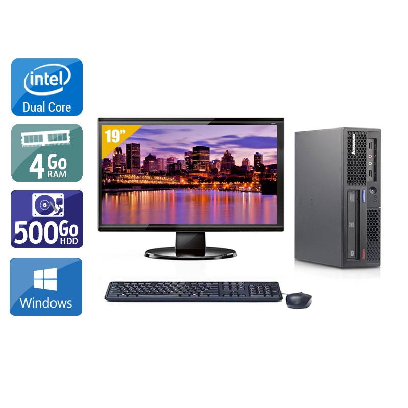 Lenovo ThinkCentre M58 USFF Dual Core + Écran - 19'' 4Go RAM 500Go HDD Windows 10  Bon étatOccasion certifiée reconditionnée Bon état -  reconditionné disponible sur Kiatoo