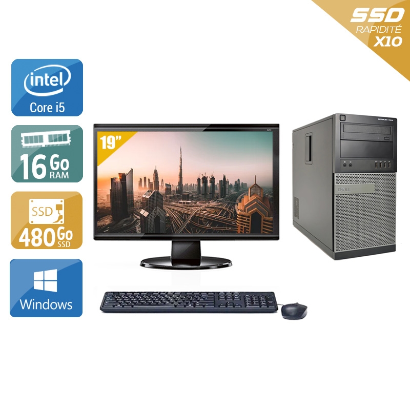 Dell Optiplex 790 Tower i5 + Écran - 19'' 16Go RAM 480Go SSD Windows 10  Très bon étatOccasion certifiée reconditionnée Bon état -  reconditionné disponible sur Kiatoo