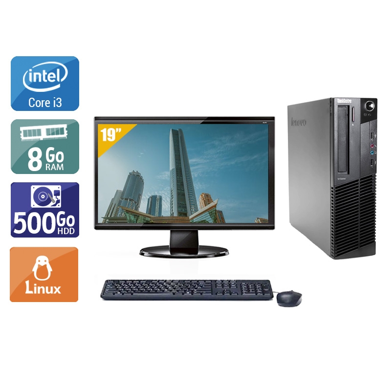 Lenovo ThinkCentre M83 SFF i3 + Écran - 19'' 8Go RAM 500Go HDD Linux  Bon étatOccasion certifiée reconditionnée Bon état -  reconditionné disponible sur Kiatoo