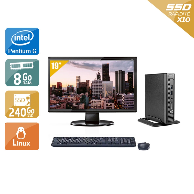 HP ProDesk 600 G1 TINY Pentium G Dual Core + Écran - 19'' 8Go RAM 240Go SSD Linux  Bon étatOccasion certifiée reconditionnée Bon état -  reconditionné disponible sur Kiatoo
