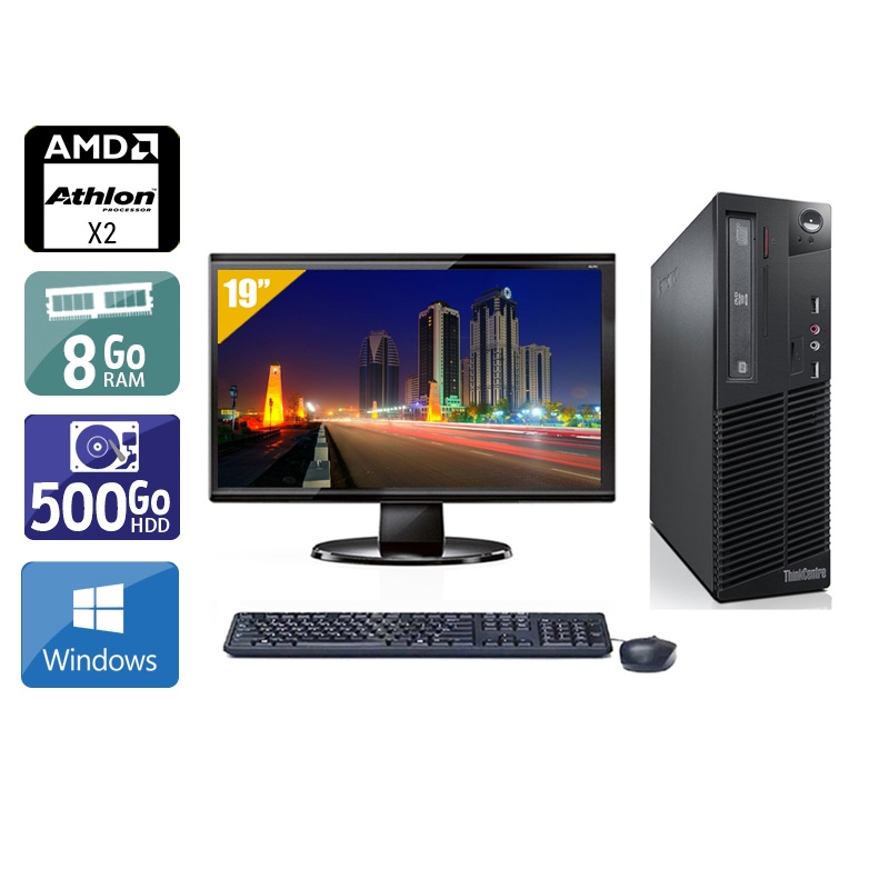 Acheter Lenovo ThinkCentre M77 SFF AMD Athlon Dual Core + Écran - 19'' 8Go RAM 500Go HDD Windows 10 Bon étatOccasion certifiée reconditionnée Bon état - 224,17 € Lenovo ThinkCentre M77 SFF AMD Athlon Dual Core + Écran - 19'' 8Go RAM 500Go HDD Windows 10 Bon étatOccasion certifiée reconditionnée Bon état - reconditionné disponible sur Kiatoo