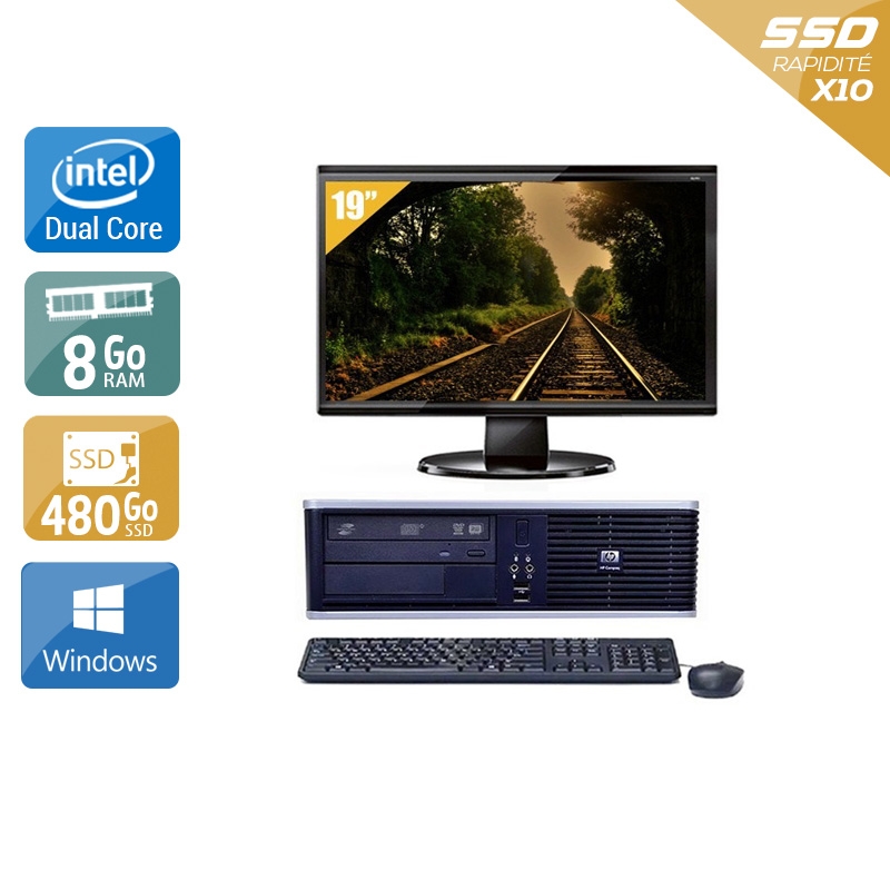 HP Compaq dc7800 SFF Dual Core + Écran - 19'' 8Go RAM 480Go SSD Windows 10  Bon étatOccasion certifiée reconditionnée Bon état -  reconditionné disponible sur Kiatoo